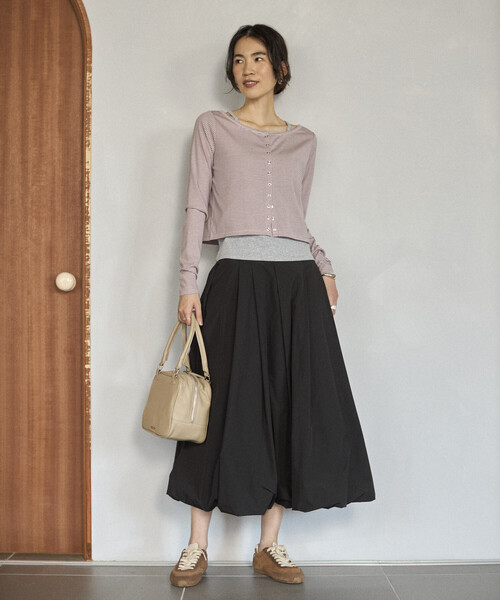 Firsthand（ファーストハンド）の「Firsthand/ファーストハンド レイヤード セットトップス / ボーダーカーディガン ＆ キャミソール（カーディガン/ボレロ・レディース・ピンク/ネイビー/チャコールグレー・FREE）」の12枚目の写真