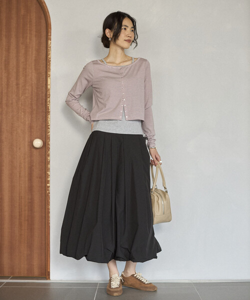 Firsthand（ファーストハンド）の「Firsthand/ファーストハンド レイヤード セットトップス / ボーダーカーディガン ＆ キャミソール（カーディガン/ボレロ・レディース・ピンク/ネイビー/チャコールグレー・FREE）」の15枚目の写真