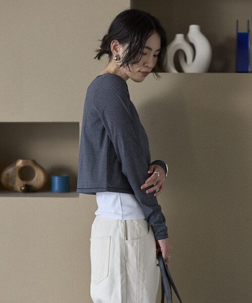 Firsthand（ファーストハンド）の「Firsthand/ファーストハンド レイヤード セットトップス / ボーダーカーディガン ＆ キャミソール（カーディガン/ボレロ・レディース・ピンク/ネイビー/チャコールグレー・FREE）」の21枚目の写真