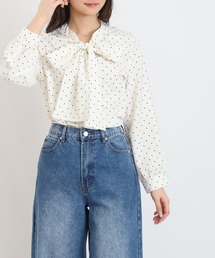 ASTORIA ODIER | ２way ドット柄ボウタイブラウス(UVカット/接触冷感)(シャツ/ブラウス)