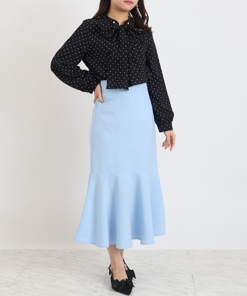 ASTORIA ODIER（アストリアオディール）の「２way ドット柄ボウタイブラウス(UVカット/接触冷感)（シャツ/ブラウス・レディース・ホワイト/ブラック・MEDIUM/LARGE）」の14枚目の写真