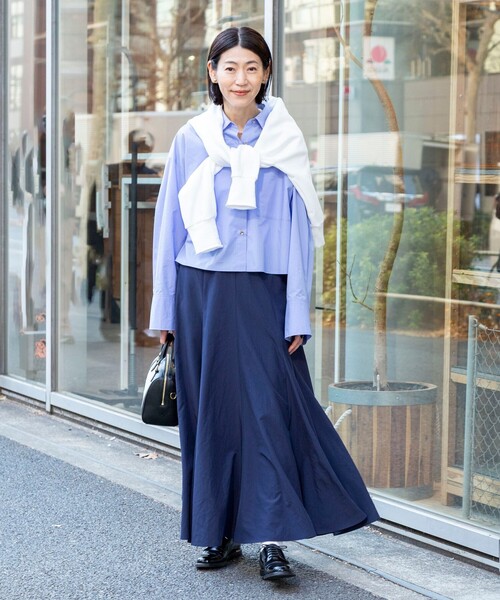 NOLLEY’S(ノーリーズ)の「【WEB&一部店舗限定色アイテム】ウォッシャブルヴィンテージタフタマチ入りマキシスカート(スカート・レディース・ライトブルー/ネイビー/ホワイト・2/1)」の21枚目の写真