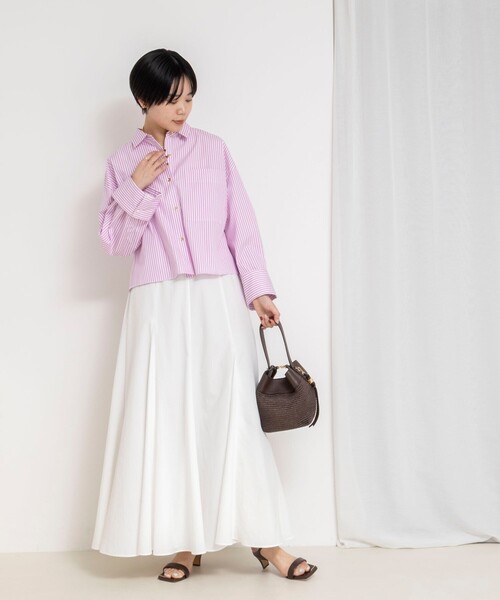 NOLLEY’S(ノーリーズ)の「【WEB限定】ウォッシャブルヴィンテージタフタマチ入りマキシスカート(スカート・レディース・ライトブルー/ネイビー/ホワイト/ブラック・2/1)」の8枚目の写真