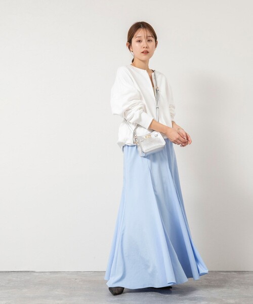 NOLLEY’S(ノーリーズ)の「【WEB限定】ウォッシャブルヴィンテージタフタマチ入りマキシスカート(スカート・レディース・ライトブルー/ネイビー/ホワイト/ブラック・2/1)」の14枚目の写真