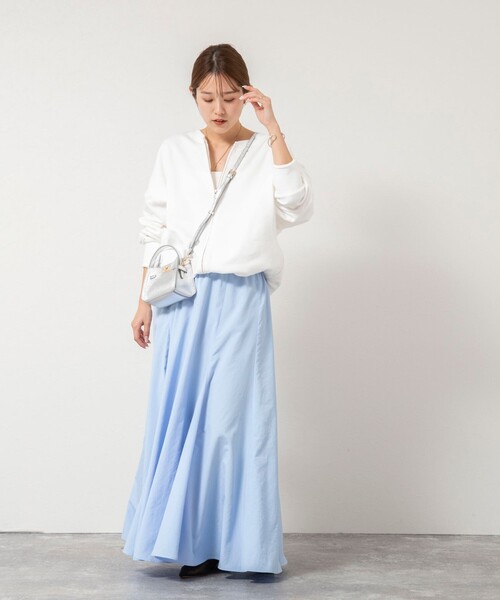 NOLLEY’S(ノーリーズ)の「【WEB限定】ウォッシャブルヴィンテージタフタマチ入りマキシスカート(スカート・レディース・ライトブルー/ネイビー/ホワイト/ブラック・2/1)」の15枚目の写真