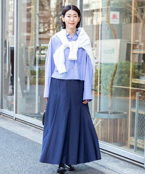 NOLLEY’S(ノーリーズ)の「【WEB限定】ウォッシャブルヴィンテージタフタマチ入りマキシスカート(スカート・レディース・ライトブルー/ネイビー/ホワイト/ブラック・2/1)」の22枚目の写真