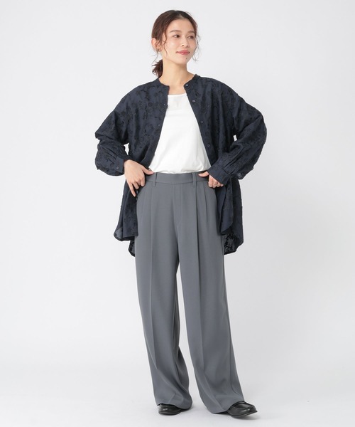 studio CLIP（スタディオクリップ）の「3Dレースバンドカラーシャツ（シャツ/ブラウス・レディース・ネイビー/オフホワイト/ライトグレー・FREE）」の19枚目の写真