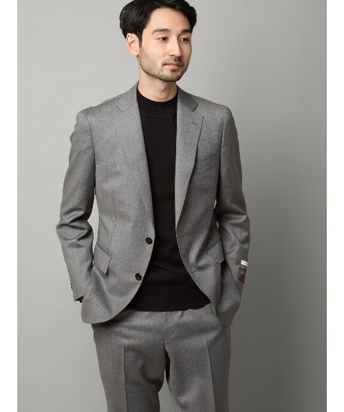 SUIT SQUARE(スーツスクエア)の「モックネックニット 長袖 ウォッシャブル プレーティング天竺 無地(ニット/セーター・メンズ・ライトグレー/ブラック/ラベンダー/パープル/ホワイト・L/M/S/LL)」の13枚目の写真
