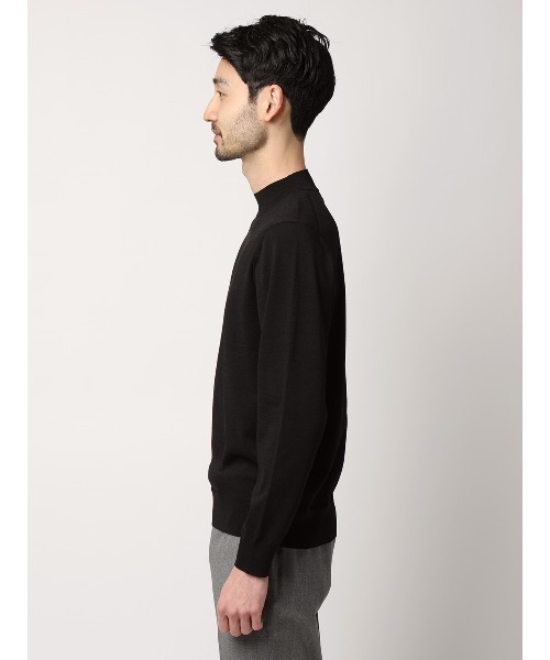SUIT SQUARE(スーツスクエア)の「モックネックニット 長袖 ウォッシャブル プレーティング天竺 無地(ニット/セーター・メンズ・ライトグレー/ブラック/ラベンダー/パープル/ホワイト・L/M/S/LL)」の15枚目の写真