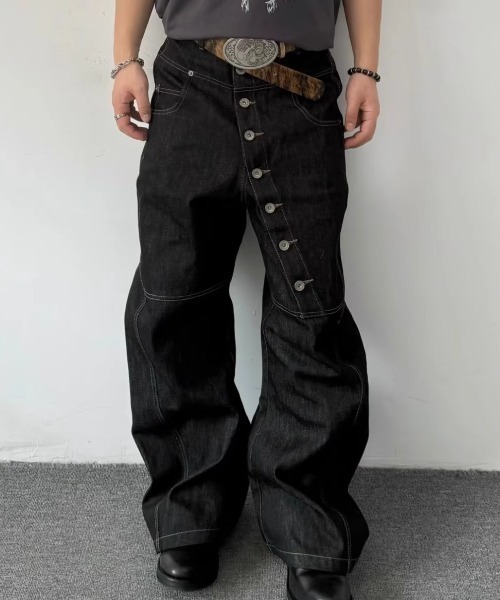 B.R.U（ブル）の「アシンメトリーボタンデニムパンツ（デニムパンツ・メンズ・ブラック・MEDIUM/LARGE）」の11枚目の写真