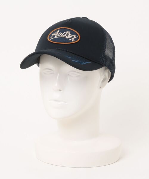 AVIREX(アヴィレックス)の「AVIREX/アヴィレックス AX EX AARC OVAL WAPPEN MESH CAP(キャップ・メンズ・ブラック/ネイビー/エンジ/ブラウン・ONE SIZE)」の1枚目の写真