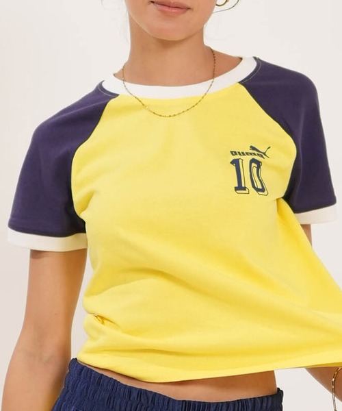 PUMA(プーマ)の「PUMA/プーマ 半袖 Tシャツ FUTURE.PUMA.ARCHIVE スリムショートTシャツ 636790(Tシャツ/カットソー・レディース・ホワイト/イエロー・M/L)」の2枚目の写真