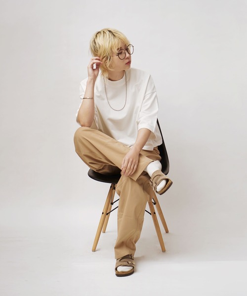 zootie(ズーティー)の「こなれリラックス 半袖ハイネックプルオーバー(Tシャツ/カットソー・レディース・ブラック/ダークグリーン/杢グレー/オフホワイト/オレンジ系/ミント/ネイビー/グレイッシュベージュ・M)」の11枚目の写真