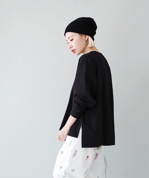 zootie(ズーティー)の「こなれリラックス 半袖ハイネックプルオーバー(Tシャツ/カットソー・レディース・ブラック/ダークグリーン/杢グレー/オフホワイト/オレンジ系/ミント/ネイビー/グレイッシュベージュ・M)」の12枚目の写真
