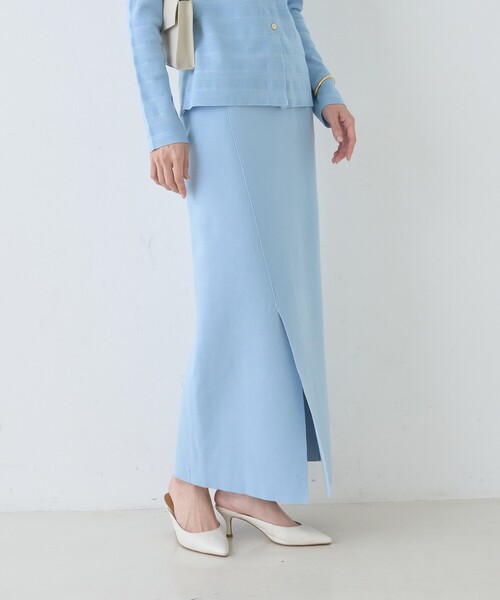 Rouge vif Anna（ルージュヴィフアンナ）の「【セットアップ対応】ミラノリブニットスリットラップスカート（スカート・レディース・オフホワイト/サックスブルー/グリーン・38/36）」の10枚目の写真