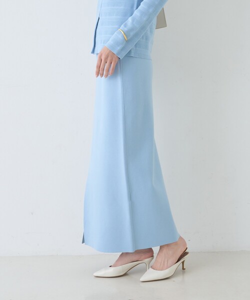 Rouge vif Anna（ルージュヴィフアンナ）の「【セットアップ対応】ミラノリブニットスリットラップスカート（スカート・レディース・オフホワイト/サックスブルー/グリーン・38/36）」の11枚目の写真