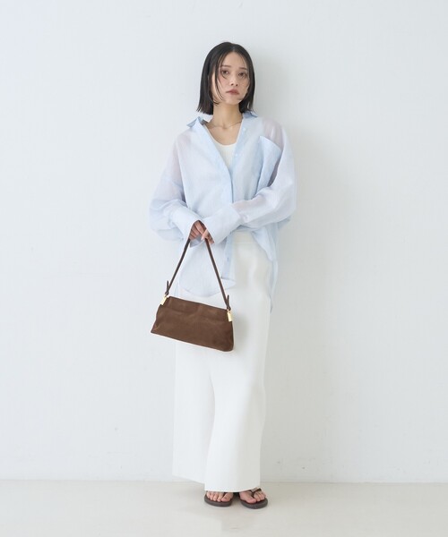 Rouge vif Anna（ルージュヴィフアンナ）の「【セットアップ対応】ミラノリブニットスリットラップスカート（スカート・レディース・オフホワイト/サックスブルー/グリーン・38/36）」の17枚目の写真