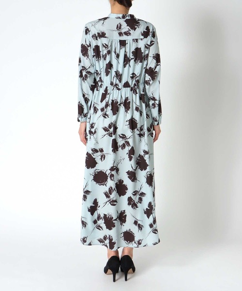 Jines（ジネス）の「単色プリント長袖ワンピース（ワンピース・レディース・グリーン/ベージュ/ネイビー・38）」の5枚目の写真