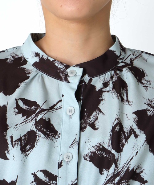 Jines（ジネス）の「単色プリント長袖ワンピース（ワンピース・レディース・グリーン/ベージュ/ネイビー・38）」の6枚目の写真