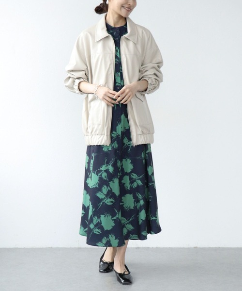 Jines（ジネス）の「単色プリント長袖ワンピース（ワンピース・レディース・グリーン/ベージュ/ネイビー・38）」の18枚目の写真