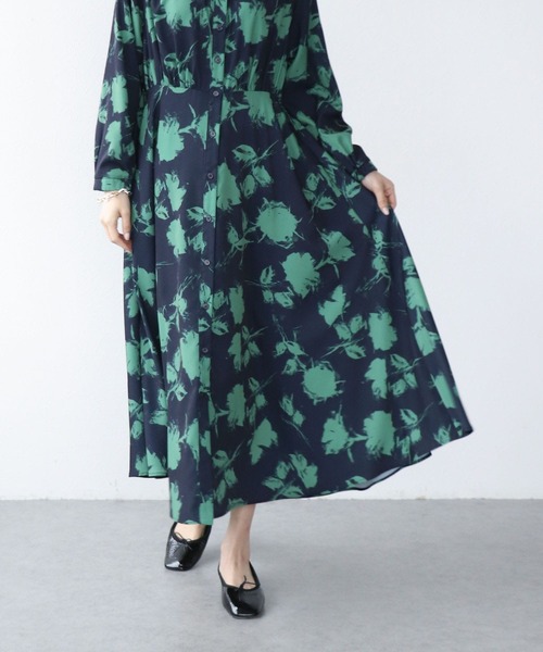 Jines（ジネス）の「単色プリント長袖ワンピース（ワンピース・レディース・グリーン/ベージュ/ネイビー・38）」の20枚目の写真