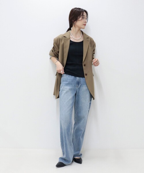 fredy emue(フレディエミュ)の「ランダムテレコタンクトップ(タンクトップ・レディース・オフホワイト/ブラック/グレイッシュベージュ/ライトグリーン/ブラウン・38)」の8枚目の写真