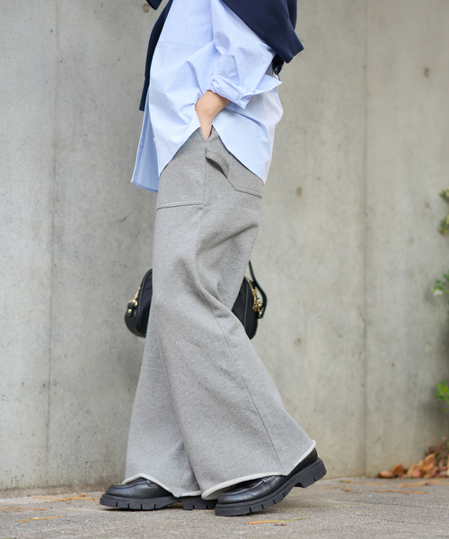 JOURNAL STANDARD（ジャーナルスタンダード）の「《追加》ワイドベイカースウェットパンツ（スウェットパンツ・レディース・グレー/ブラック・FREE）」の12枚目の写真