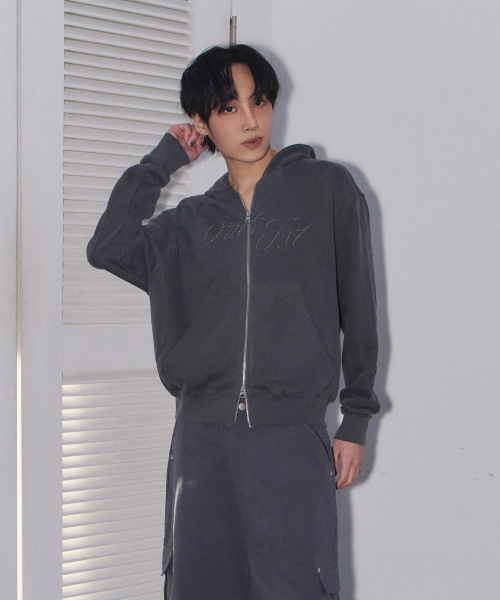 DRUNKTXT(ドランクテキスト)の「Hotfix Pigment Zip-Up Hoodie Charcoal(パーカー・レディース・その他・FREE)」の5枚目の写真