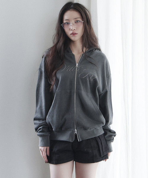 DRUNKTXT(ドランクテキスト)の「Hotfix Pigment Zip-Up Hoodie Charcoal(パーカー・レディース・その他・FREE)」の4枚目の写真
