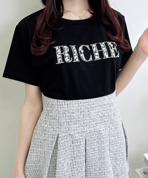 INGNI（イング）の「パールビジューロゴTシャツ（Tシャツ/カットソー・レディース・オフホワイト/サックスブルー/ライトピンク/ブラック・M）」の15枚目の写真