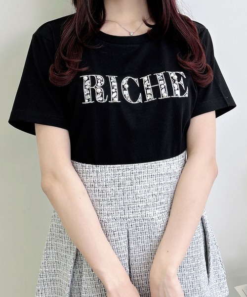 INGNI（イング）の「パールビジューロゴTシャツ（Tシャツ/カットソー・レディース・オフホワイト/サックスブルー/ライトピンク/ブラック・M）」の16枚目の写真