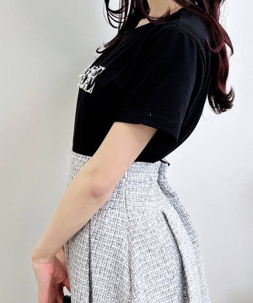 INGNI（イング）の「パールビジューロゴTシャツ（Tシャツ/カットソー・レディース・オフホワイト/サックスブルー/ライトピンク/ブラック・M）」の17枚目の写真