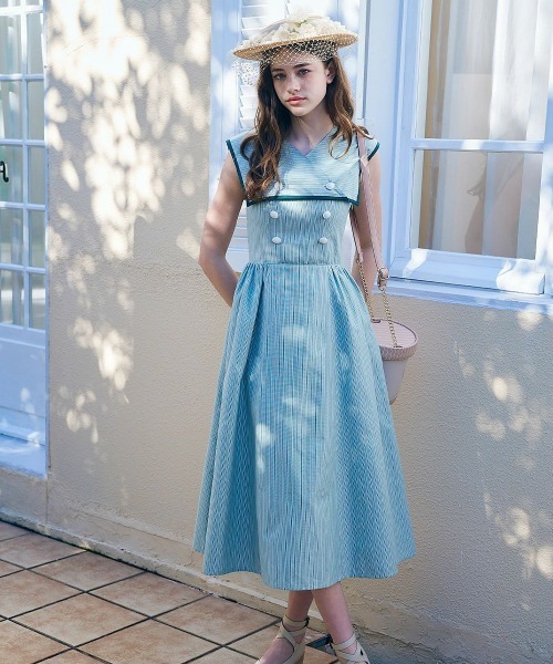 an another angelus（アンアナザーアンジェラス）の「ストライプ2wayマリンワンピース（ワンピース・レディース・グリーン/ブルー・FREE）」の2枚目の写真