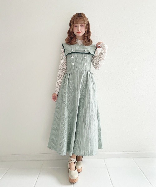 an another angelus（アンアナザーアンジェラス）の「ストライプ2wayマリンワンピース（ワンピース・レディース・グリーン/ブルー・FREE）」の18枚目の写真