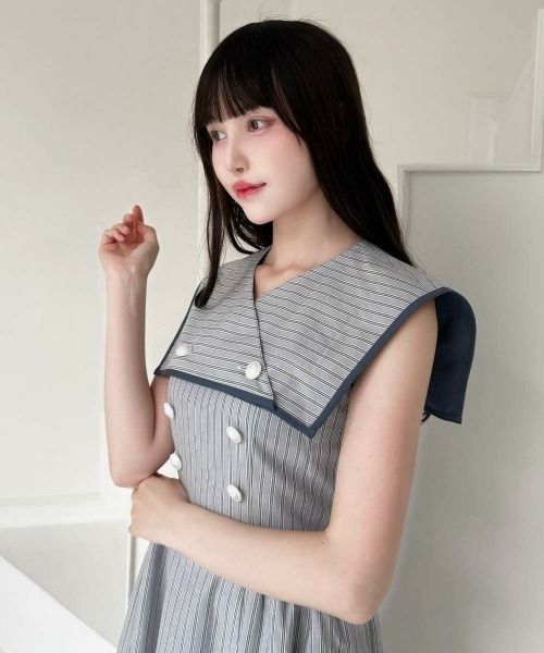 an another angelus（アンアナザーアンジェラス）の「ストライプ2wayマリンワンピース（ワンピース・レディース・グリーン/ブルー・FREE）」の5枚目の写真