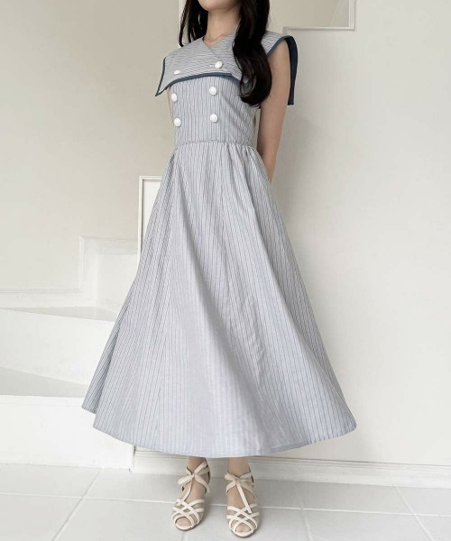 an another angelus（アンアナザーアンジェラス）の「ストライプ2wayマリンワンピース（ワンピース・レディース・グリーン/ブルー・FREE）」の6枚目の写真