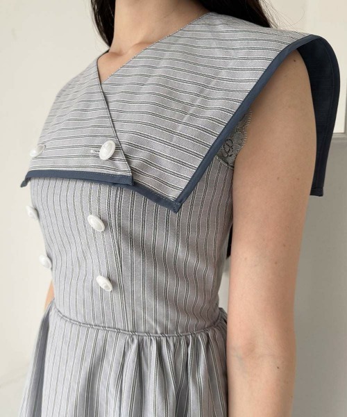an another angelus（アンアナザーアンジェラス）の「ストライプ2wayマリンワンピース（ワンピース・レディース・グリーン/ブルー・FREE）」の8枚目の写真