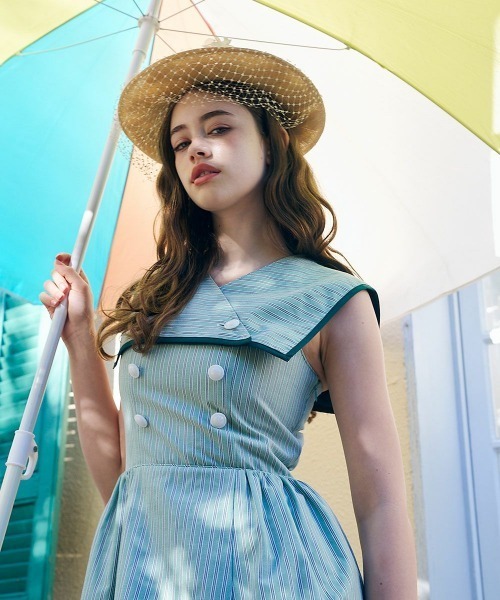 an another angelus（アンアナザーアンジェラス）の「ストライプ2wayマリンワンピース（ワンピース・レディース・グリーン/ブルー・FREE）」の3枚目の写真