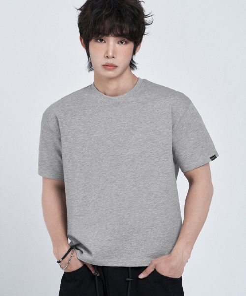LEMAIN SECOND（リメインセカンド）の「クロップ無地オーバーサイズ半袖Tシャツ[メランジグレー]（Tシャツ/カットソー・レディース・その他・SMALL/MEDIUM/LARGE/X-LARGE）」の2枚目の写真