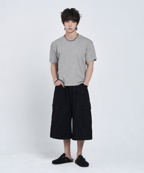 LEMAIN SECOND（リメインセカンド）の「クロップ無地オーバーサイズ半袖Tシャツ[メランジグレー]（Tシャツ/カットソー・レディース・その他・SMALL/MEDIUM/LARGE/X-LARGE）」の4枚目の写真