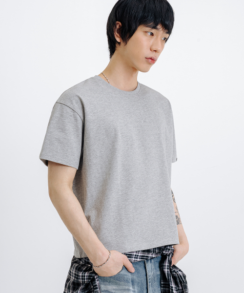 LEMAIN SECOND（リメインセカンド）の「クロップ無地オーバーサイズ半袖Tシャツ[メランジグレー]（Tシャツ/カットソー・レディース・その他・SMALL/MEDIUM/LARGE/X-LARGE）」の7枚目の写真