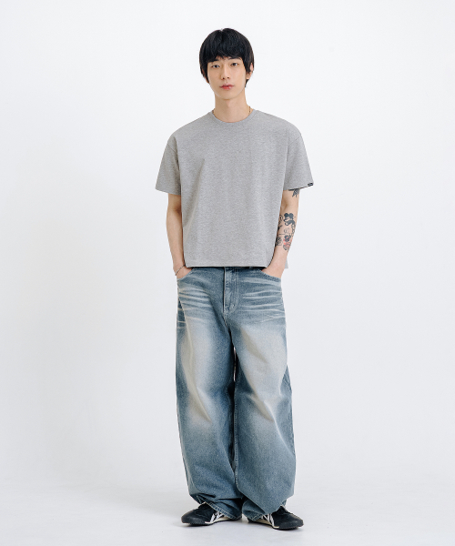 LEMAIN SECOND（リメインセカンド）の「クロップ無地オーバーサイズ半袖Tシャツ[メランジグレー]（Tシャツ/カットソー・レディース・その他・SMALL/MEDIUM/LARGE/X-LARGE）」の8枚目の写真