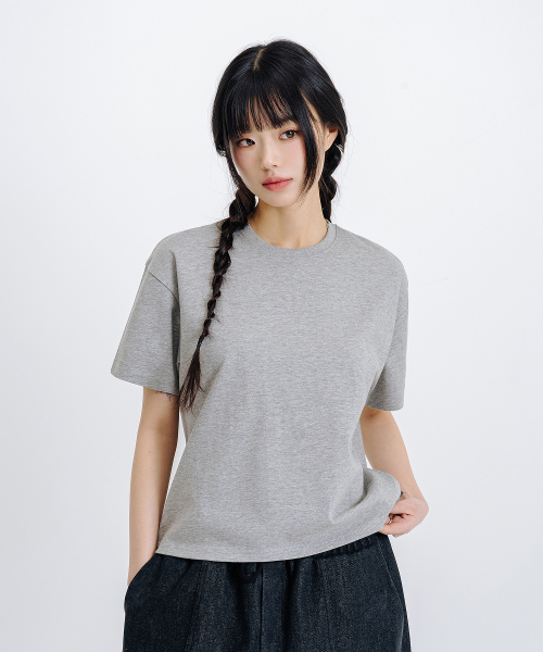 LEMAIN SECOND（リメインセカンド）の「クロップ無地オーバーサイズ半袖Tシャツ[メランジグレー]（Tシャツ/カットソー・レディース・その他・SMALL/MEDIUM/LARGE/X-LARGE）」の9枚目の写真