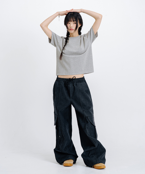LEMAIN SECOND（リメインセカンド）の「クロップ無地オーバーサイズ半袖Tシャツ[メランジグレー]（Tシャツ/カットソー・レディース・その他・SMALL/MEDIUM/LARGE/X-LARGE）」の10枚目の写真