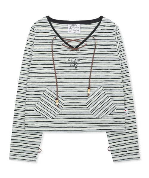 RuNaKi'Hu'(ルナキフ)の「WXT084 ナミストライプVネックロングスリーブ(グレー)(Tシャツ/カットソー・レディース・その他・1/2)」の5枚目の写真