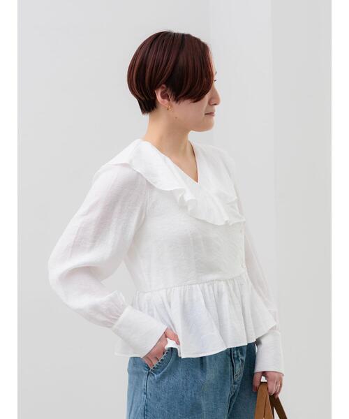 Te chichi(テチチ)の「ラッフルフリルペプラムブラウス(シャツ/ブラウス・レディース・ホワイト/サックスブルー/ネイビー・F)」の7枚目の写真