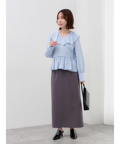 Te chichi(テチチ)の「ラッフルフリルペプラムブラウス(シャツ/ブラウス・レディース・ホワイト/サックスブルー/ネイビー・F)」の9枚目の写真