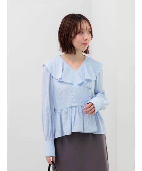 Te chichi(テチチ)の「ラッフルフリルペプラムブラウス(シャツ/ブラウス・レディース・ホワイト/サックスブルー/ネイビー・F)」の10枚目の写真