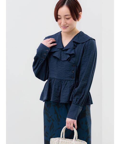 Te chichi(テチチ)の「ラッフルフリルペプラムブラウス(シャツ/ブラウス・レディース・ホワイト/サックスブルー/ネイビー・F)」の13枚目の写真