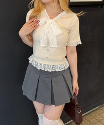 【ガーリー好きにオススメ】レースリボン付テレコプルオーバー